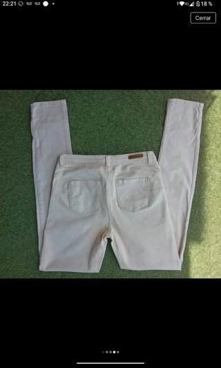 Pantalón Pitillo Promod Push Up Talla 38 Crema