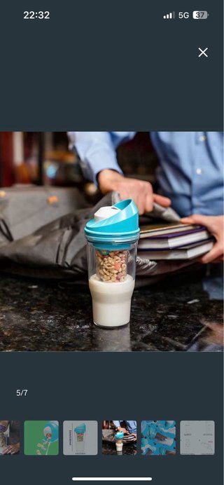 Vaso portátil para cereales y leche