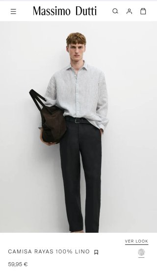 Camisa rayas lino XL Massimo Dutti
