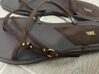 Sandalias ZARA Piel Tiras Marrón