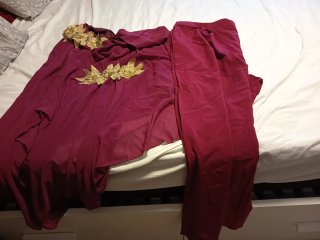 Conjunto fiesta Shein morado y dorado