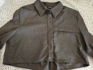 Camisa crop gris Zara Talla S