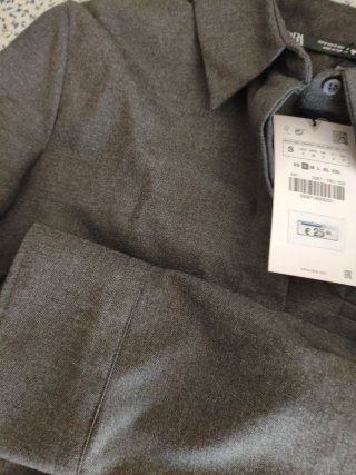 Camisa crop gris Zara Talla S