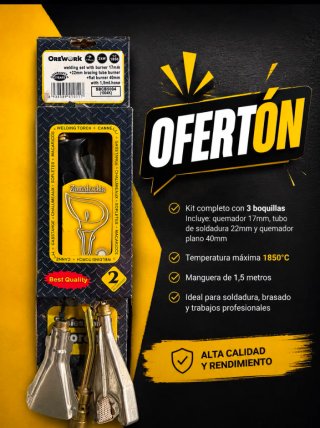 Kit Soplete Gas OREWORK 17mm + 3 Boquillas