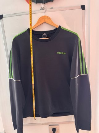 Sudadera Adidas Negra Detalles Verdes Hombre