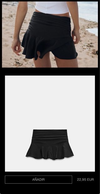 Falda Zara volantes negra