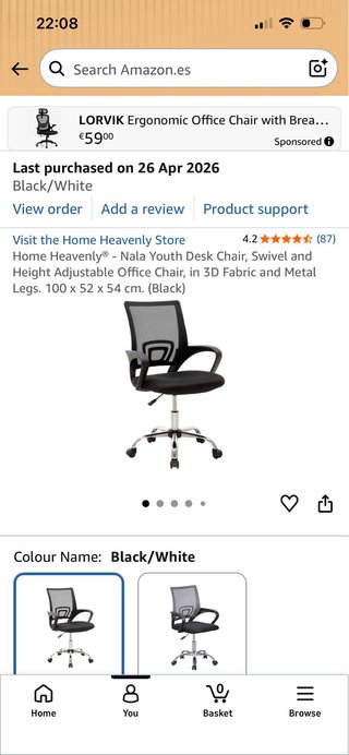 Silla de escritorio Home Heavenly Negra