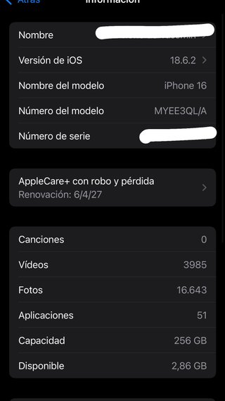 iPhone 16 256GB Negro