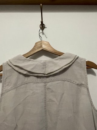Vestito Lino Beige Donna con Tasche