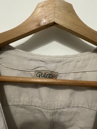 Vestito Lino Beige Donna con Tasche