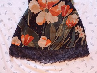 Vestido Twinset floral negro y naranja