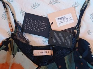 Vestido Twinset floral negro y naranja