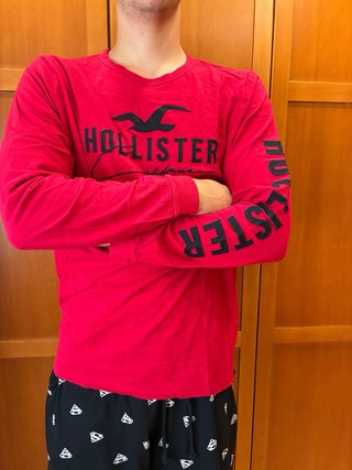 Camiseta Hollister Manga Larga Roja
