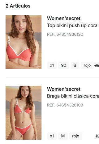Bikini Women'secret Coral Push-up