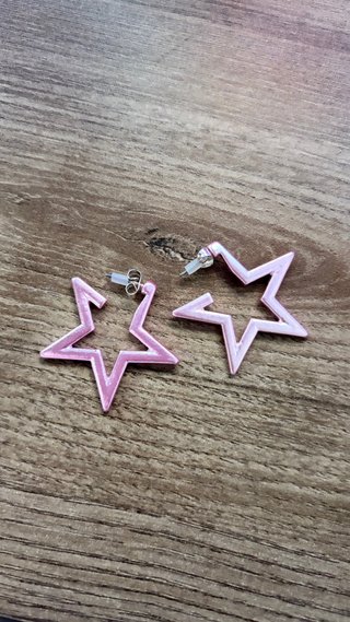 Pendientes Aro Estrella Rosa