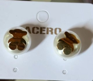 Pendientes Oso Perla Dorados