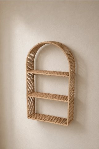 Estantería de pared de yute/mimbre