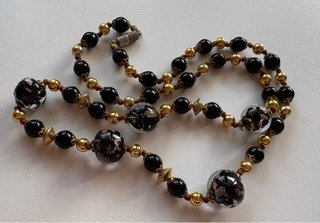 Collana Murano Vetro Nero & Oro Vintage '80