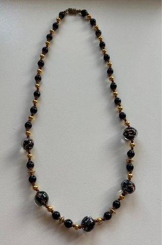 Collana Murano Vetro Nero & Oro Vintage '80