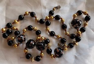 Collana Murano Vetro Nero & Oro Vintage '80