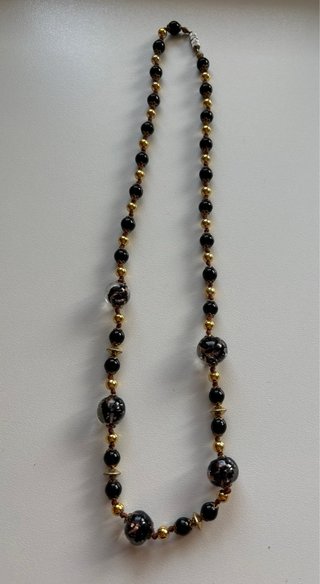 Collana Murano Vetro Nero & Oro Vintage '80
