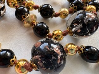 Collana Murano Vetro Nero & Oro Vintage '80
