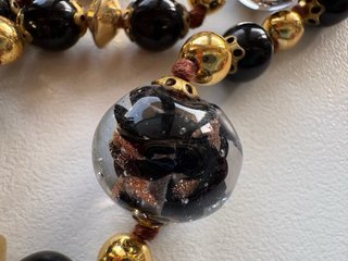 Collana Murano Vetro Nero & Oro Vintage '80