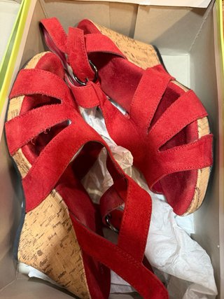 Sandalias rojas cuña tacón talla 39