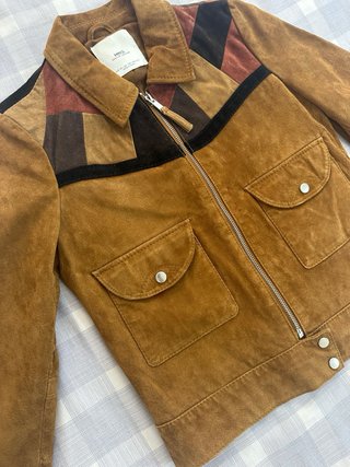 Chaqueta Cuero Patchwork Mango Talla XS
