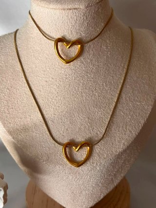 Conjunto Joyería Corazón Dorado