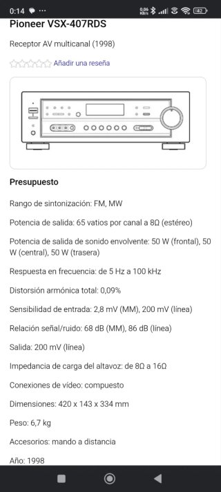 AMPLIFICATORE MULTICANALE PIONEER VSX-407RDS FATTO IN INGHILTERRA