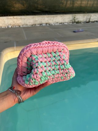 Borsa uncinetto nuova rosa e verde