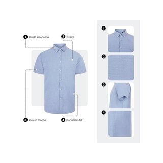 Camisa Oxford Manga Corta Hombre Casual