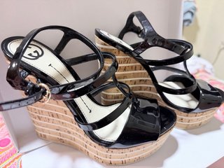 Sandalias Gucci Cuña Negras Talla 38