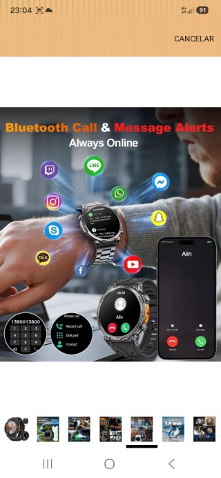 Reloj Inteligente CHAD GPT GPS Negro/Naranja