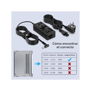 Cargador portátil HP 45W HSTNN-CA40 19.5V 4.5x3mm