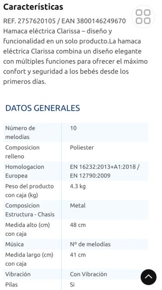 Mecedora hamaca para bebé