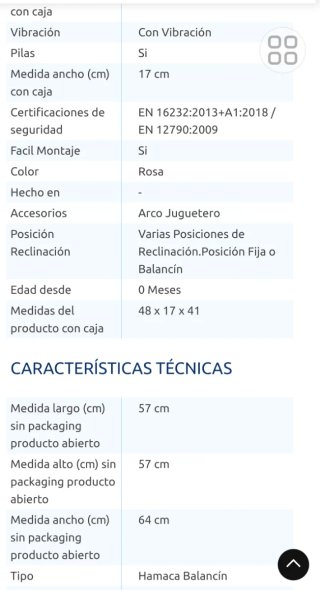 Mecedora hamaca para bebé