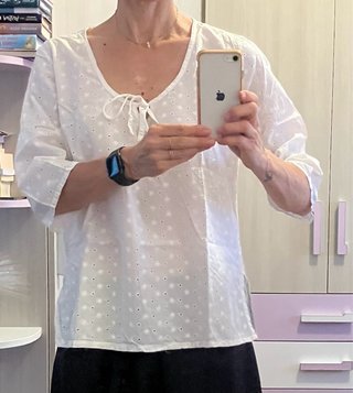 Camicia cotone pizzo bianca