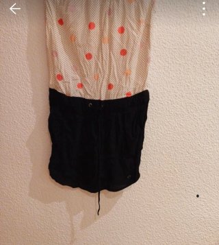 Vestido lunares beige y negro