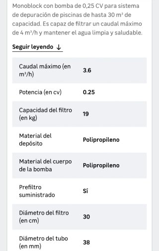 Bomba depuradora arena 0.25 CV