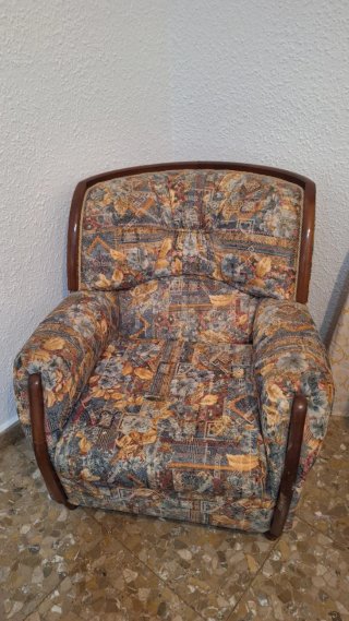 2 Sillones tapizados estampados madera
