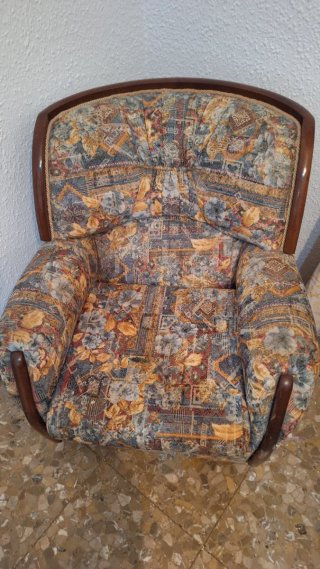 2 Sillones tapizados estampados madera