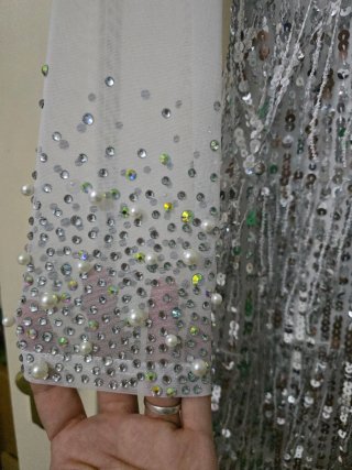 Vestido pedrería plateado con transparencias M