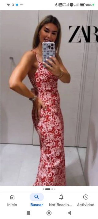 Vestido largo estampado Zara