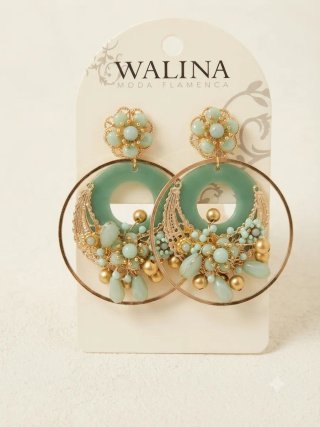 Pendientes WALINA dorados y verdes