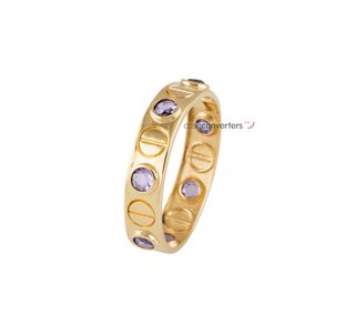 anillo oro 18k con piedra con amatista t. 13 (16,88 mm)