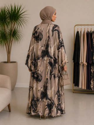 Conjunto Abaya y Kimono Estampado 60cm