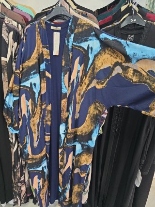 Conjunto Abaya y Kimono Estampado 60cm
