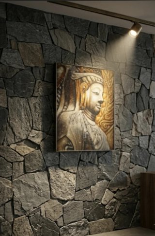 Cuadro Decorativo Buda Piedra y Madera